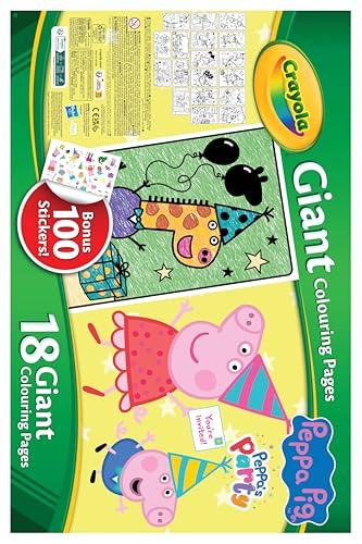 CRAYOLA Peppa Pig Giant Colouring Pages - 18 Pages | 100 Stickers | Ages 3+