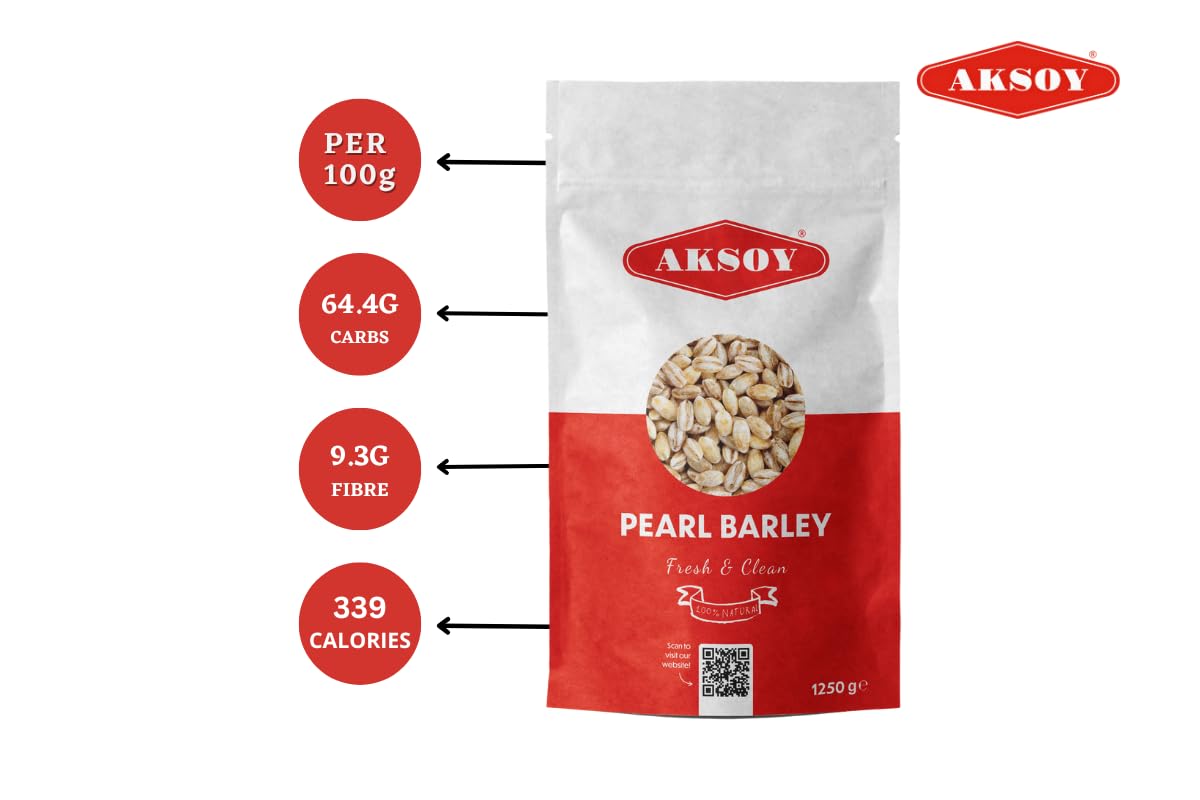 Aksoy Wholefoods Pearl Barley 1.25KG - Whole Grain for Soups, Salads & Pilafs