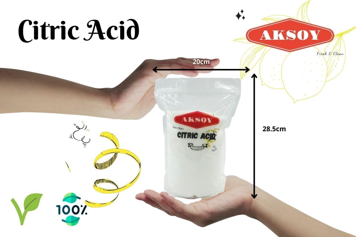 AKSOY - Citric Acid Food Grade 1000g | Non-GMO, for Bath Bombs, Sour Drinks, Cleaning & Canning 3