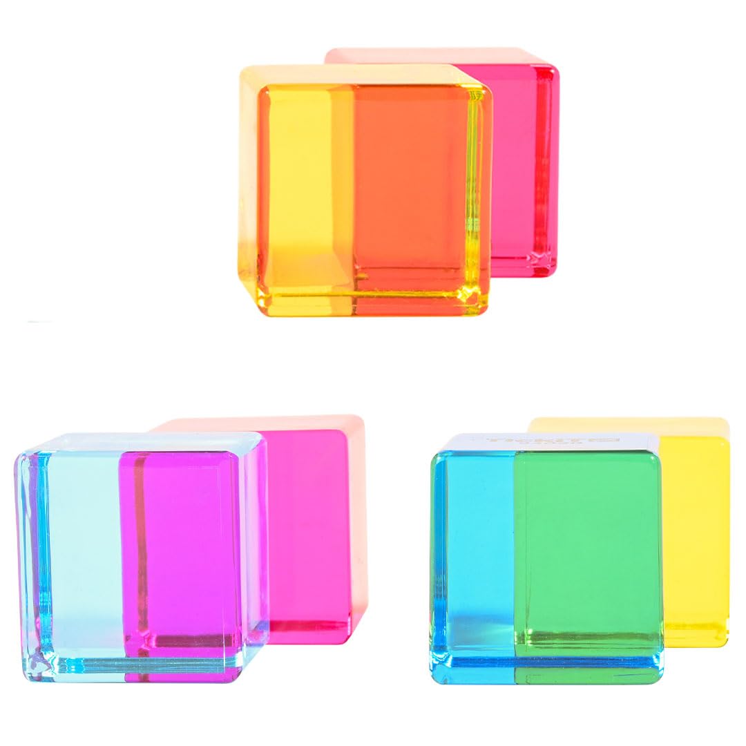 TickiT Gem Cubes - Rainbow Acrylic Stacking Blocks for Toddlers 3+