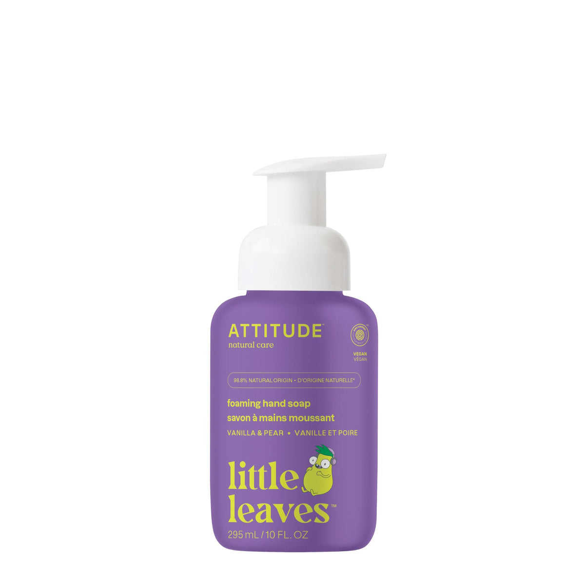 ATTITUDE Foaming Hand Soap for Kids - EWG Verified, Plant-Based, Vanilla & Pear Scent, 295 mL
