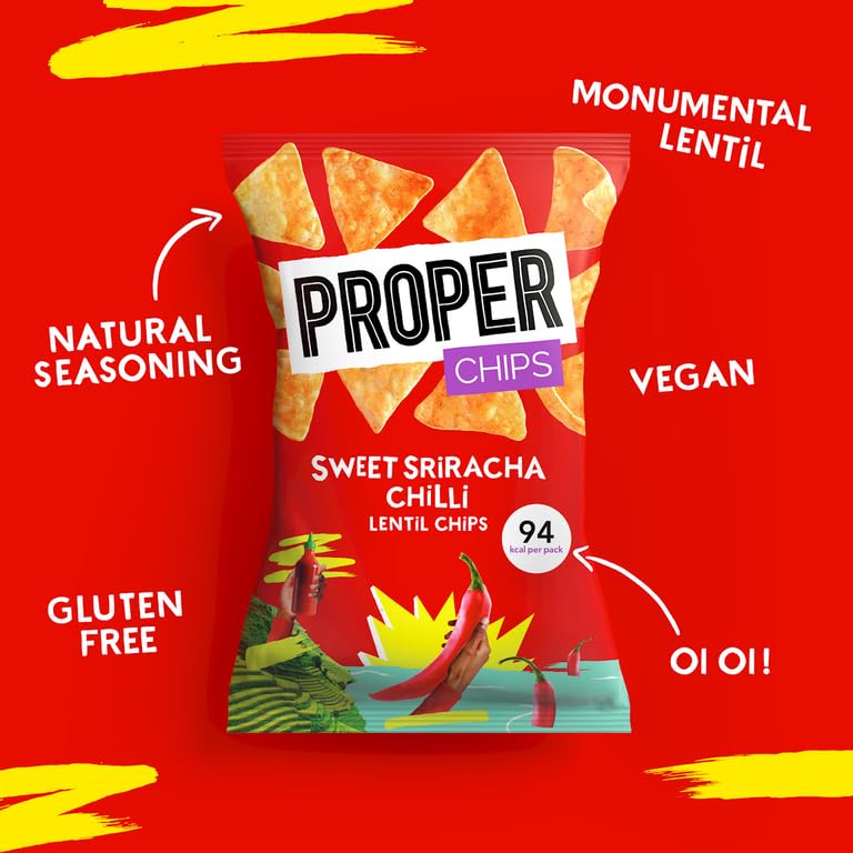 PROPER - Linsenchips, süße Sriracha-Chili, vegane, glutenfreie Snacks, 20er-Pack 3