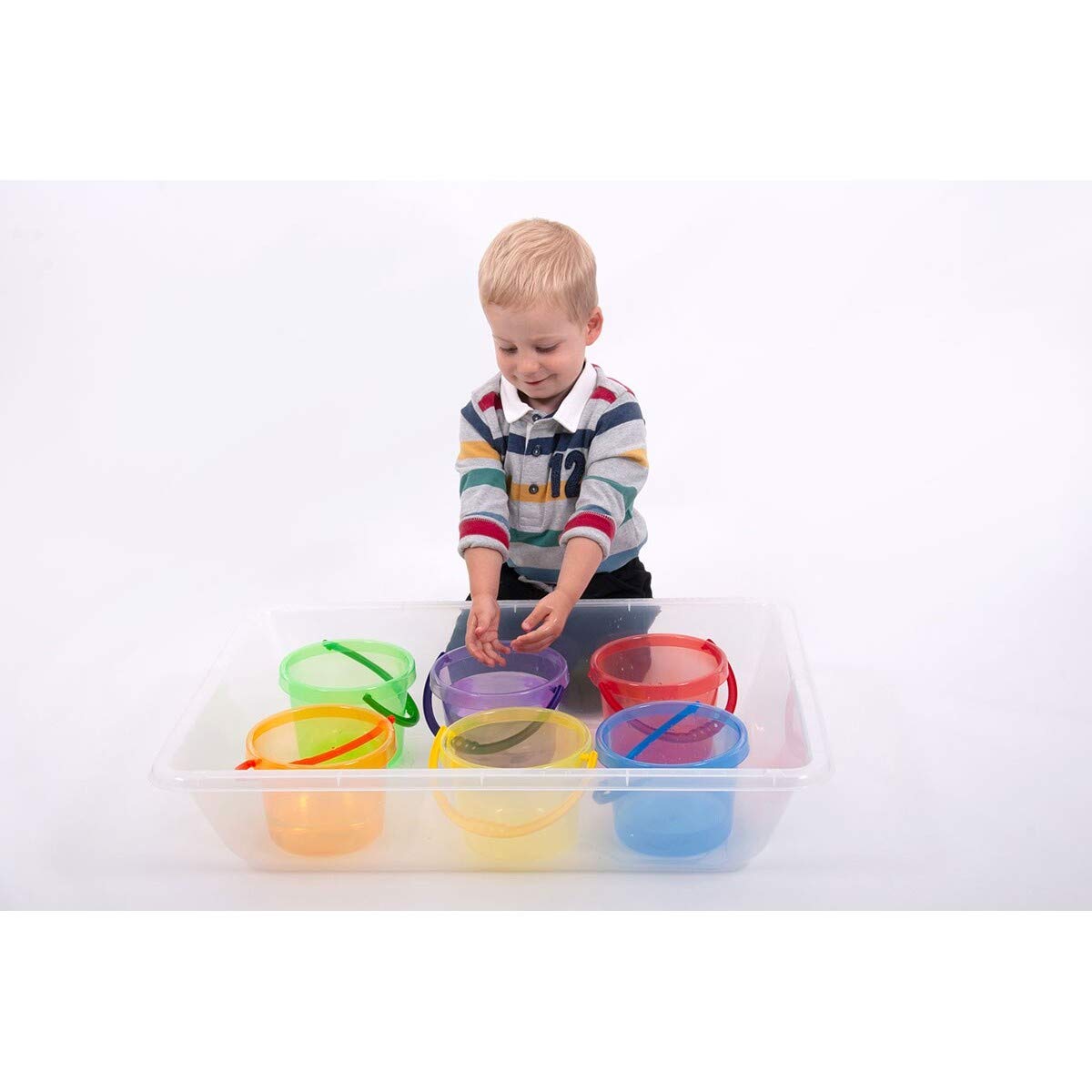 TickiT 73101 Translucent Rainbow Bucket Set - Educational Water & Sand Play Toys for Kids 5