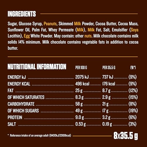 Snickers 9 Bars Pack 9x35.5g - Milk Chocolate with Nougat, Caramel & Roasted Peanuts 7