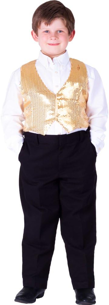 Dress Up America Gold Sequin Vest Costume - Kids 8-10 Years