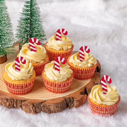 Anniversary House 7 Pack Candy Cane Edible Cake Toppers | Handcrafted Sugar Decorations | Made in UK