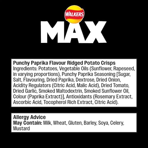 Walkers Max Punchy Paprika Chips 50 g (24er-Packung) 8