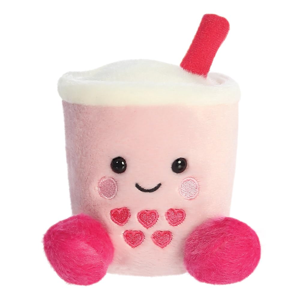 AURORA Palm Pals Tangy Heart Boba Soft Toy - 5 Inch Pink Plush | Suitable from Birth