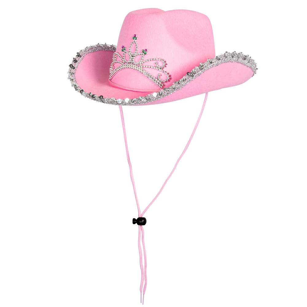 Boland Glimmer Cowgirl Hat - Pink, Glitter Tiara, Gemstones, 56/57 cm