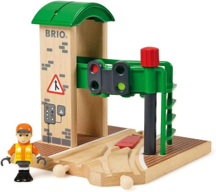 BRIO World Train Signal Station - Wooden Railway Accessory with Play Figure for Kids 7