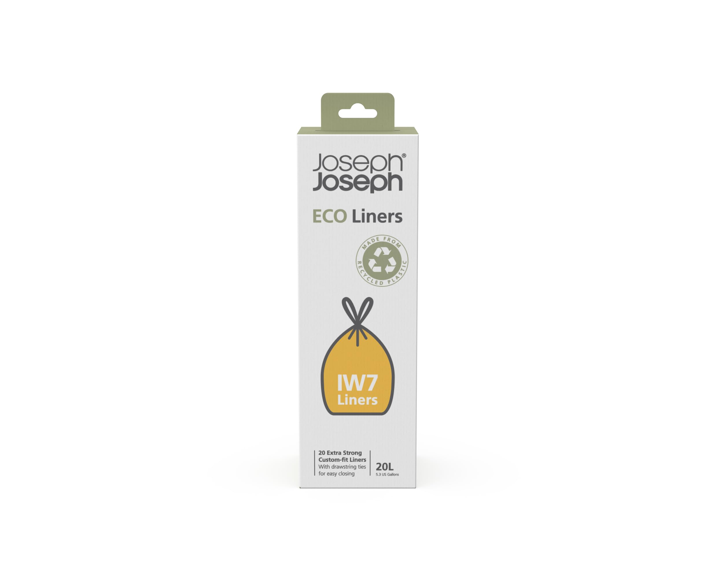 Joseph Joseph Eco Liners IW7 - 20L Capacity, Extra Strong, Made with 70% Recycled Plastic | 20 Pack