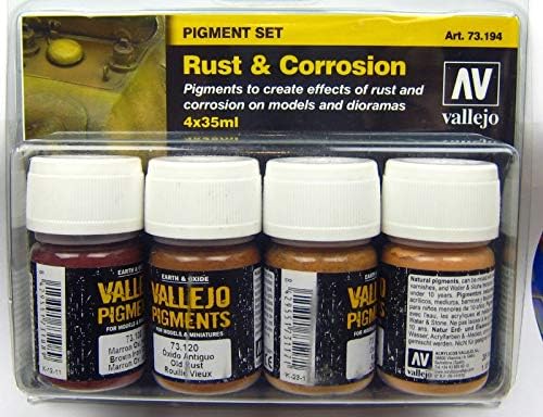 Acrylicos Vallejo Rust & Corrosion Pigments Set - 4-Pigment Art Set with Step-by-Step Guide