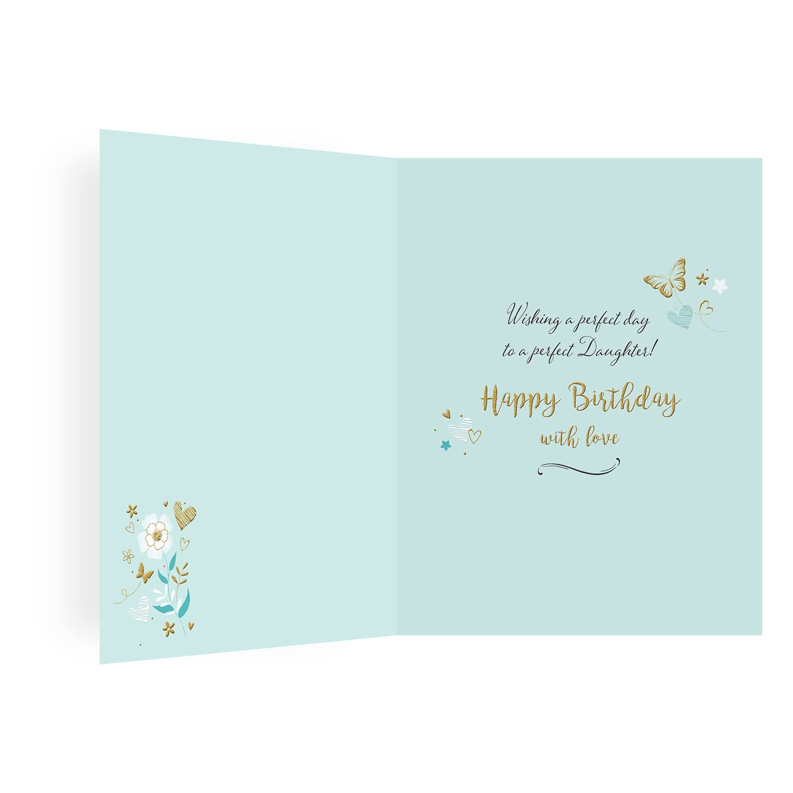 Piccadilly Greetings Modern Birthday Card for Daughter | 8 x 6 Inches | Flowers on Aqua Design