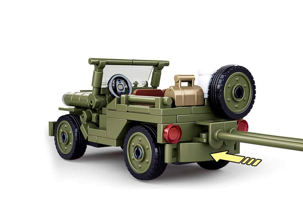 Sluban WW2 Series - Allied Jeep with Artillery Cannon Building Set 3