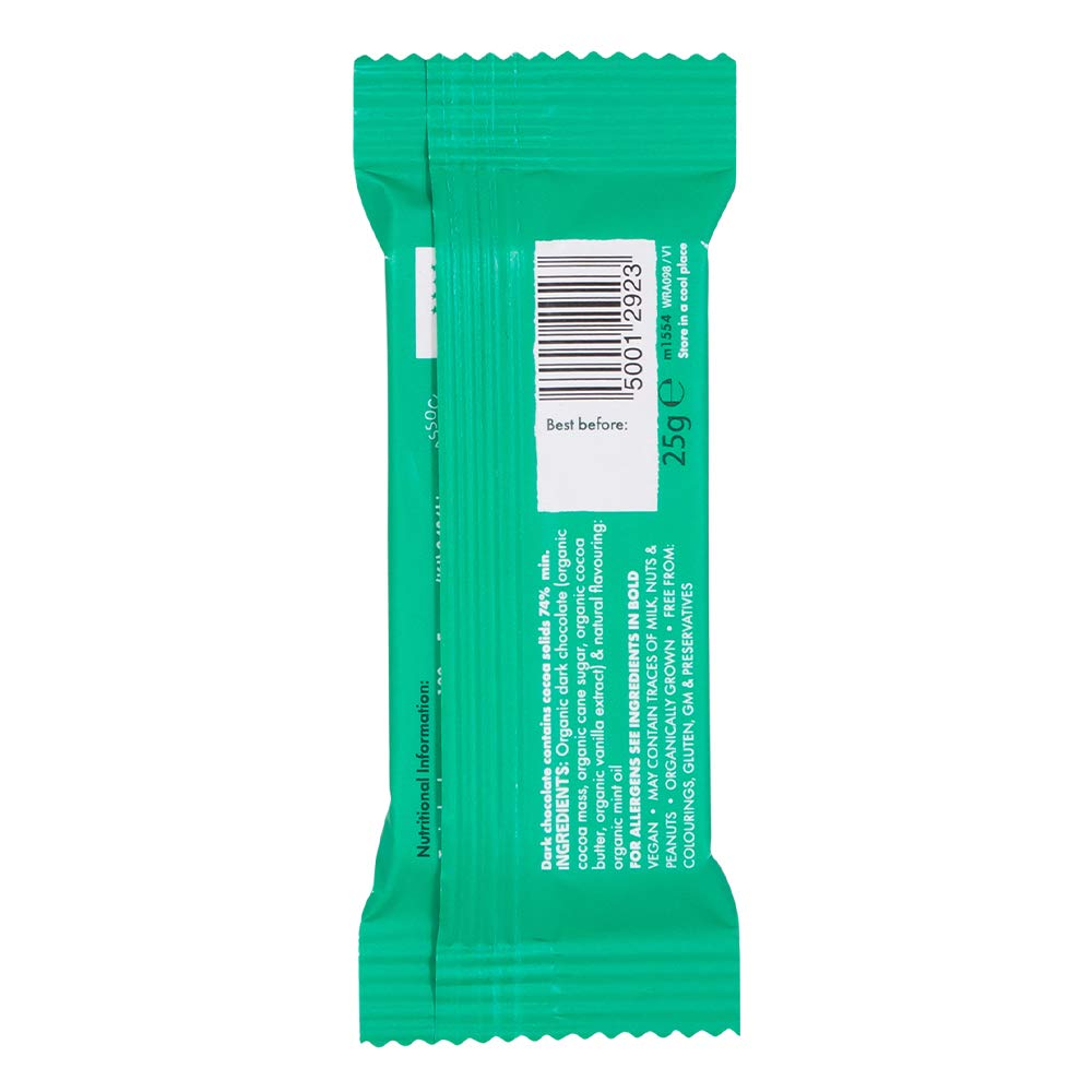 Montezuma - Royal Mint 74% Cocoa Dark Chocolate with Peppermint, Organic, Vegan, Gluten-Free Mini Bar