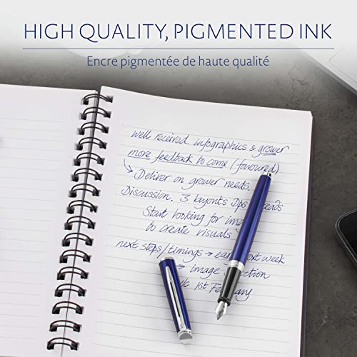 Waterman Fountain Pen Ink Cartridges - Mysterious Blue Long Ink Cartridges (8 Count)