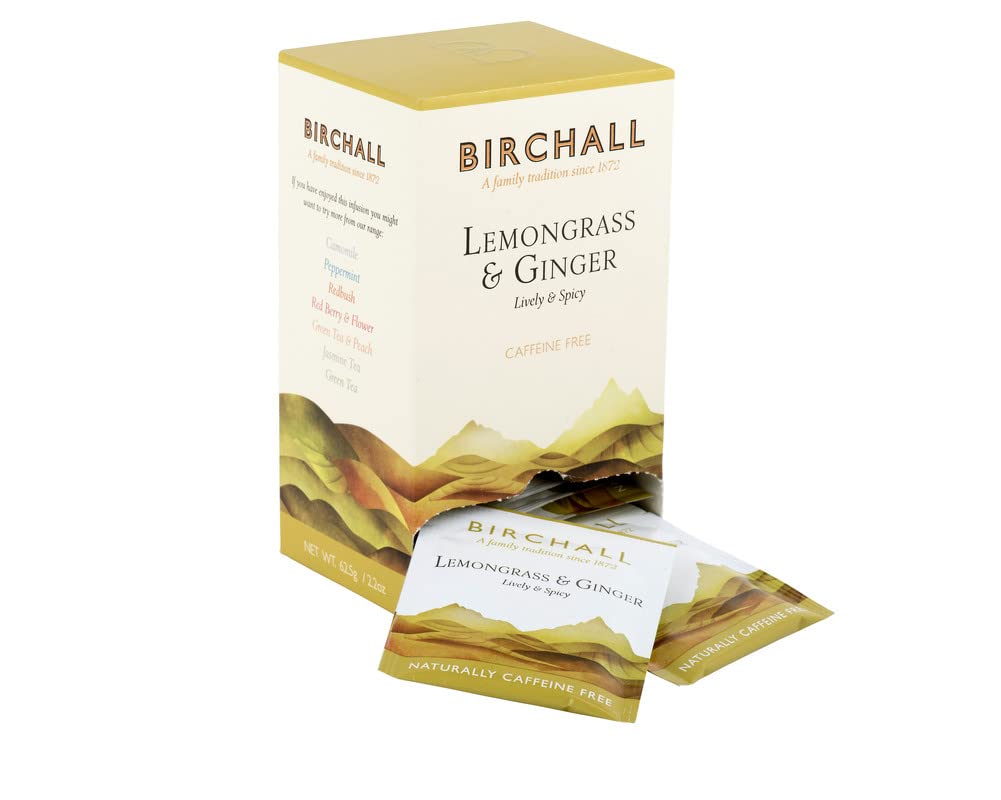 Birchall Lemongrass & Ginger Herbal Tea Bags - 25 Count Box | Antioxidant Rich 1