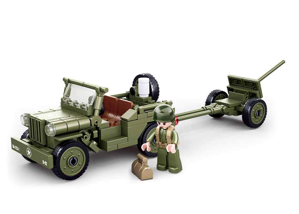 Sluban WW2 Series - Allied Jeep with Artillery Cannon Building Set 4