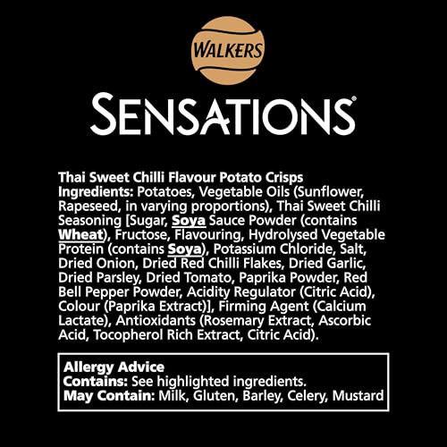 Walkers Sensations Thai Sweet Chilli Multipack Chips, 5x25g 6