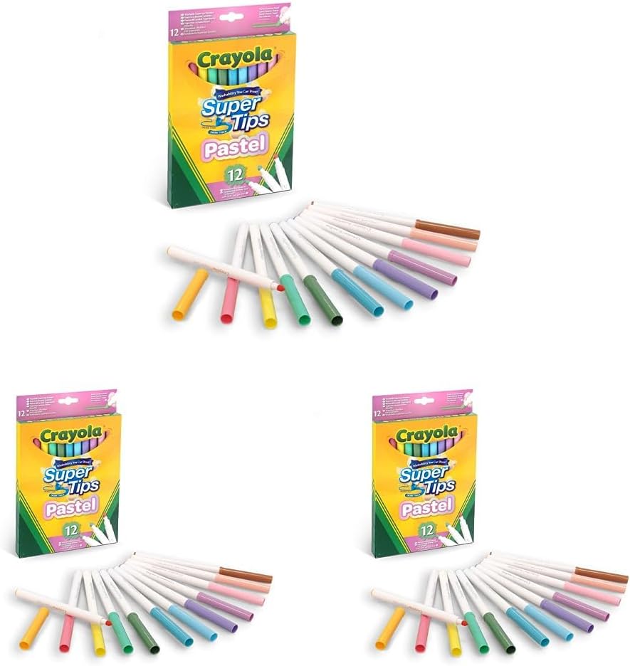 CRAYOLA Pastel SuperTips Washable Markers – Waschbare Filzstifte für Kinder ab 3 Jahren, 36 Stück