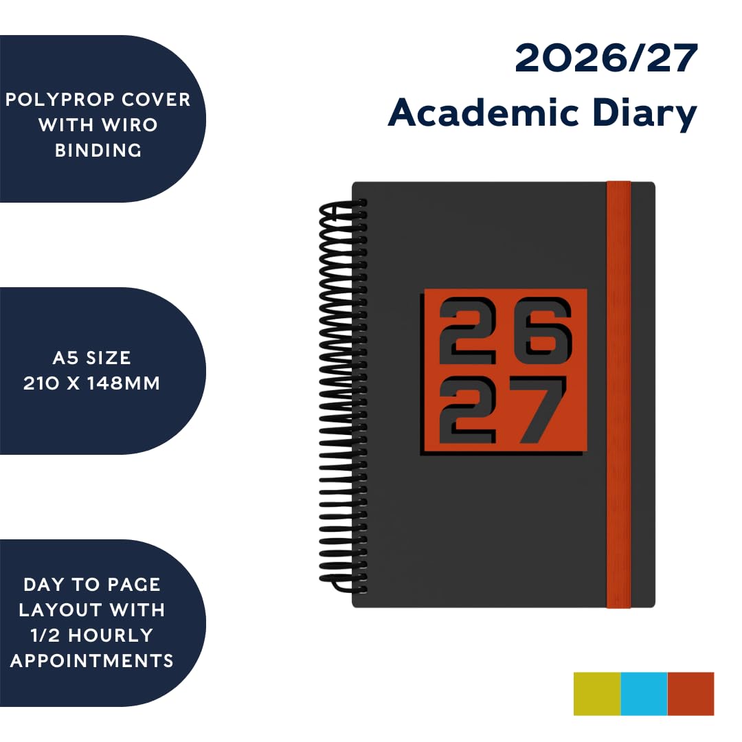 Collins 2026-2027 Academic Year Appointment Book - A5 Day-to-Page Planner | Hard Cover | Orange 5