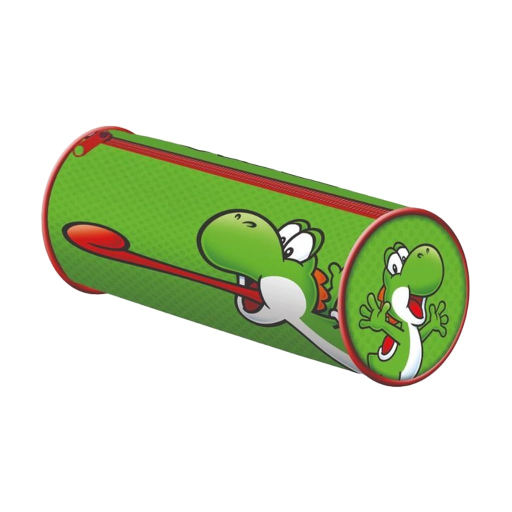 Pyramid International Super Mario Yoshi Barrel Pencil Case - Black | Zip Fastening | Plastic