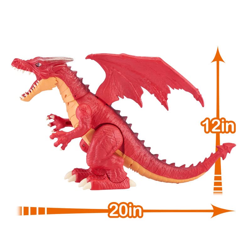 ZURU Robo Alive Fire Breathing Roaring Dragon - Electronic Interactive Play Figure, Red