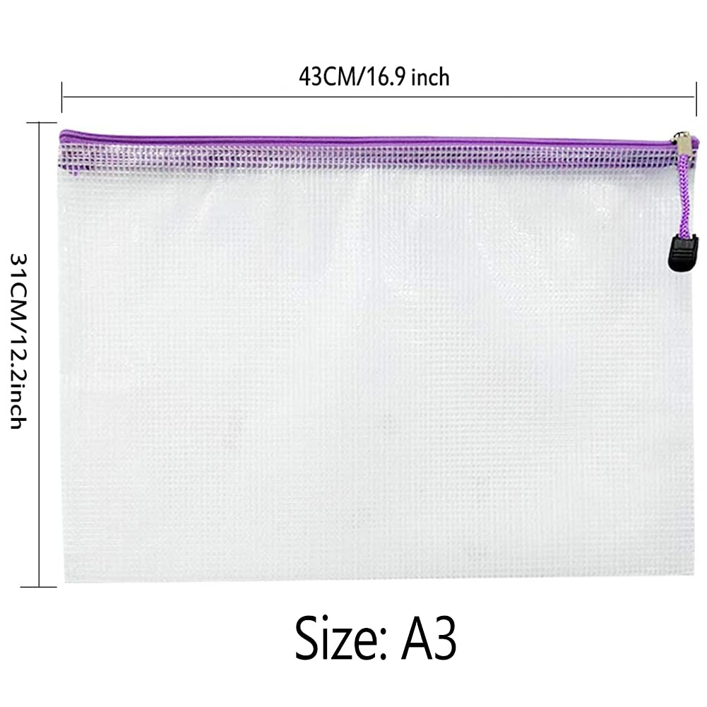 NORTHERN BROTHERS A3 Plastic Zip Wallets - 12 Colours Document Folder | 43 x 31cm PVC | Hanging Style