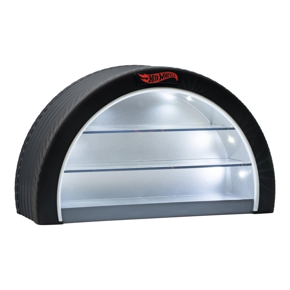 Paladone Hot Wheels Tyre Display Case Light - Holds 8 Cars | LED Illuminated | Wall Mountable or Freestanding 6