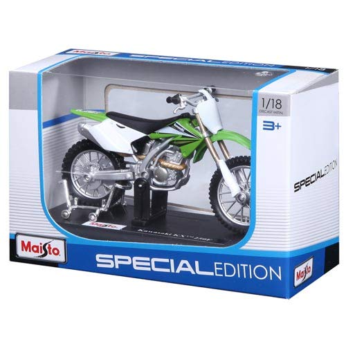 Maisto 1:18 Kawasaki KX250F Motorcycle Diecast Model - Green Metal Replica