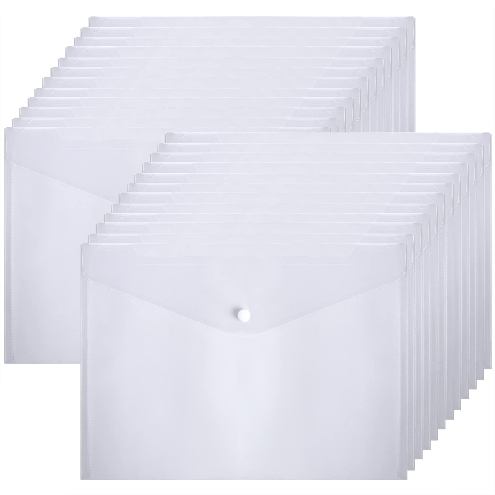 NORTHERN BROTHERS Clear Plastic Wallets - A4 Document Folder Popper Pocket Wallet, 24 Pack