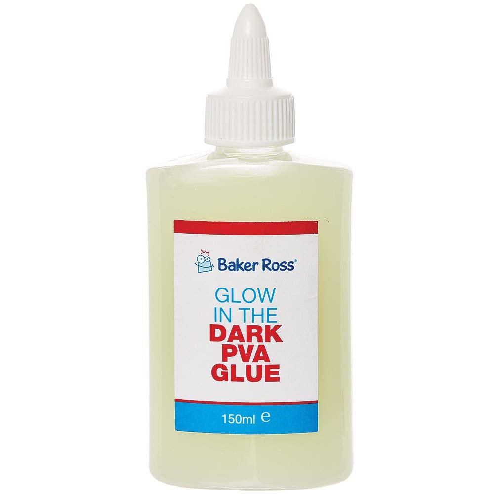 Baker Ross FX130 Glow in the Dark PVA Glue - 150ml Craft Adhesive for Kids
