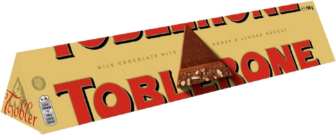 Toblerone Swiss Milk Chocolate Bar with Honey and Almond Nougat 750g