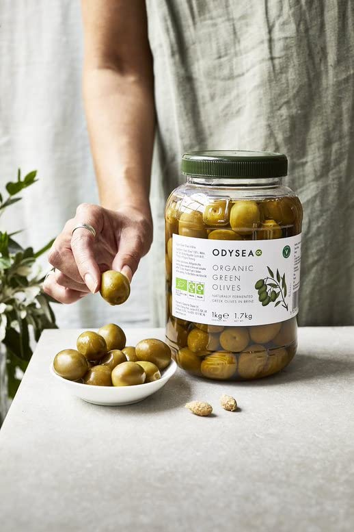 Odysea Organic Green Olives in Brine (1kg)