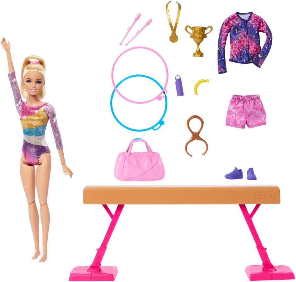 Barbie Gymnastics Doll Playset - Flipping Feature & 19-Piece Accessories for Kids 3+ 7
