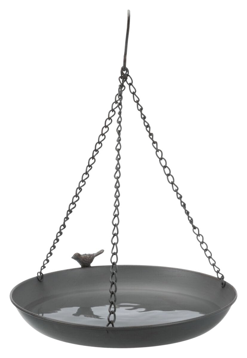TRIXIE Hanging Bird Bath Metal 2200 ml Diameter 30 cm Grey | Rust Resistant