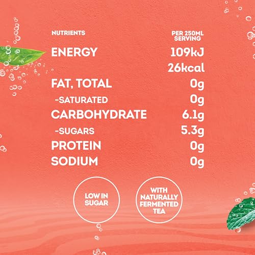 Lipton Kombucha Strawberry & Mint Flavored Tea Drink, 250ml (Pack of 4) 10