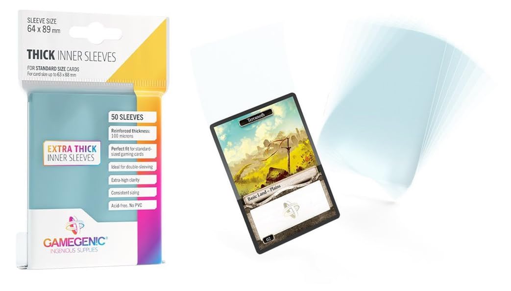 Gamegenic Thick Inner Sleeves - 100 Micron, Multi-Language Packaging (Includes Spanish)