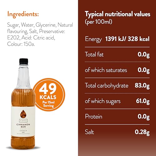 Simply Cinnamon Bun Syrup - Vegan, Nut Free & Halal Certified Flavoured Syrup 4