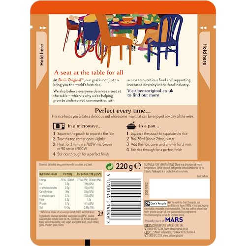 Ben's Original Tomato and Basil Microwave Rice Pouch 220g - Serves 2 9