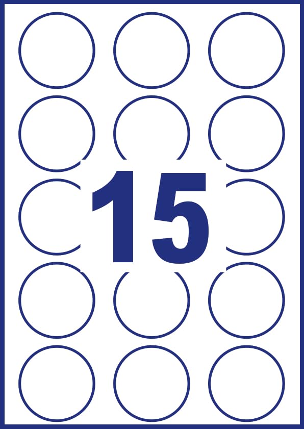 AVERY L4853REV Removable Round Printer Labels - 51mm, 375 Total Labels, Inkjet & Laser Compatible 2