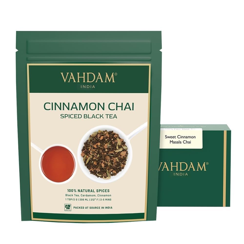 VAHDAM - Zimt-Masala-Chai-Tee (100 g, 50+ Tassen) Ganzer loser Blatttee