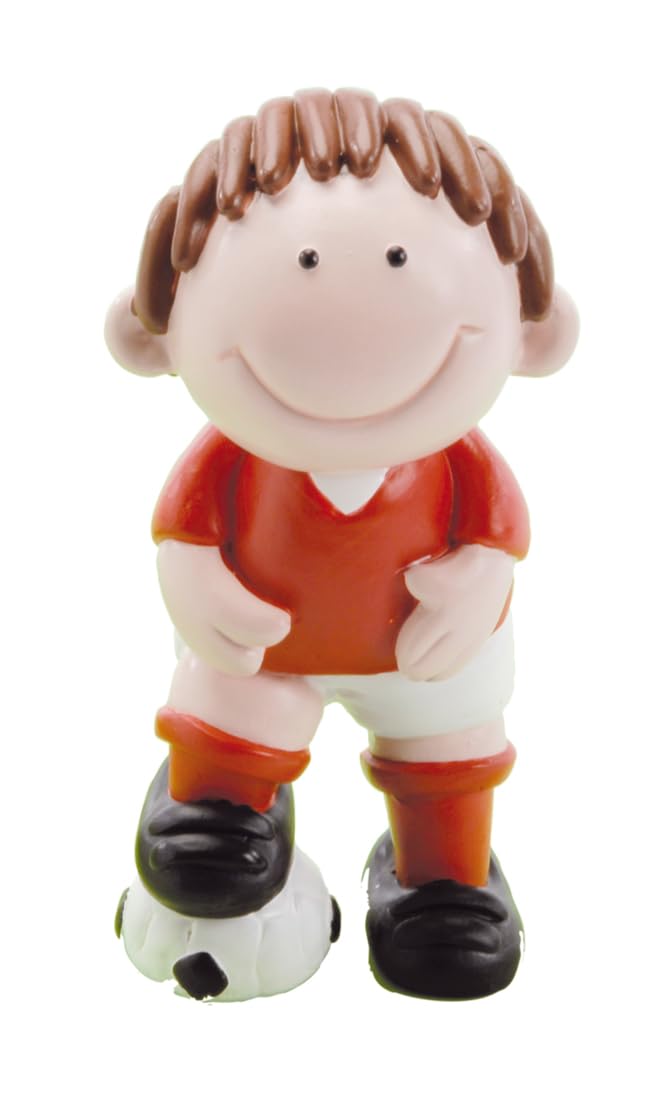 Anniversary House Football Cake Topper Keepsake Set, Red - 2-Piece Resin Cake Decoration with Happy Birthday Motto 3