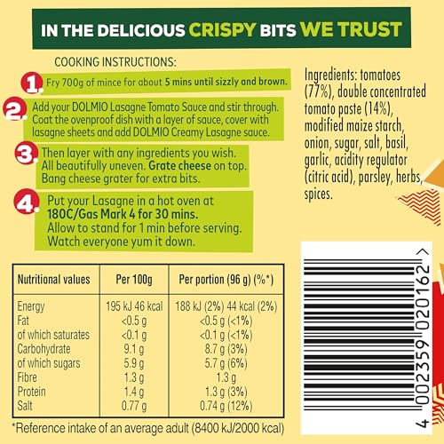 Dolmio Lasagne Red Tomato Sauce Family Size Jar 675g 5