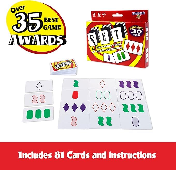 PlayMonster SET Card Game - Visual Perception & Logic Skills | 81 Cards | Age 6+