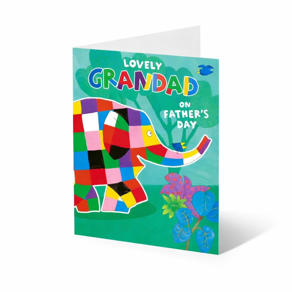 Elmer the Patchwork Elephant Father's Day Greeting Card for Grandad | Standard Size 1