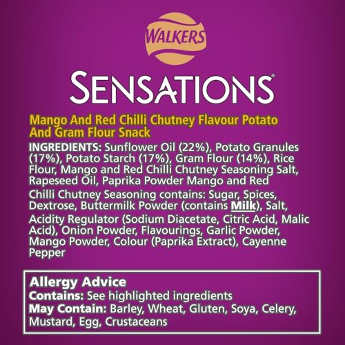 Walkers Sensations Mango-Chili-Chutney Sharing Poppadoms 82,5 g 7