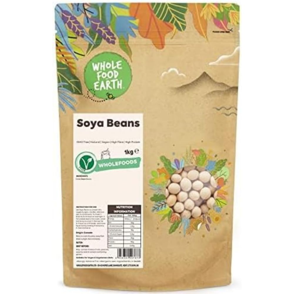 Wholefood Earth Organic Soya Beans - 1kg Pack | High Protein | GMO Free