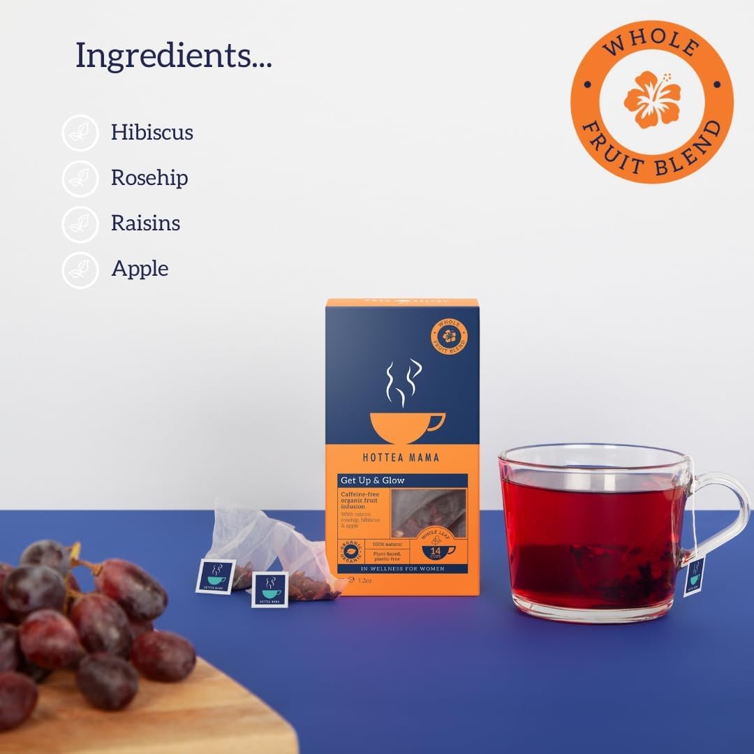 HOTTEA MAMA Get Up &amp; Glow Bio-Früchtetee | Reich an Vitamin C | Koffeinfreier Schwangerschafts- und Stilltee 5
