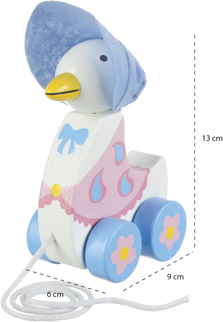 Orange Tree Toys Jemima Puddle Duck Pull Along - Licensed Peter Rabbit Wooden Toy for Toddlers